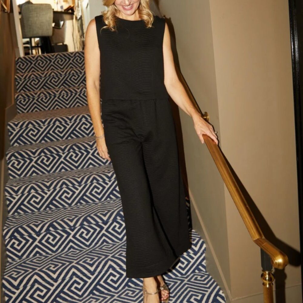 Buru Wide Leg Knit Trouser - Black Python Knit